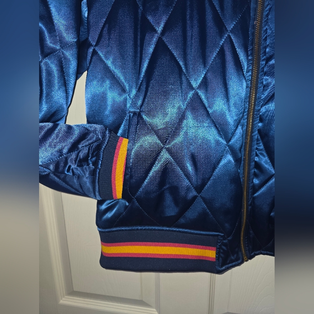 Moving Sale! { Classic Rock Couture Original Blue Rising Sun Bomber Jacket XL - Picture 5 of 12